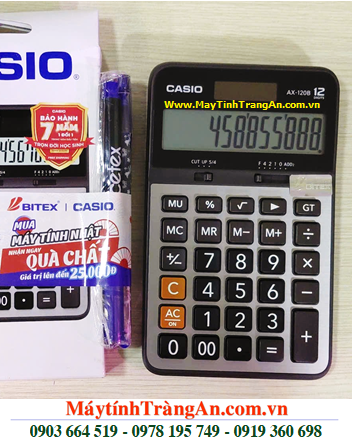 Casio AX-120B, Máy tính tiền Casio AX-120B (loại LCD 12số Digits), Bảo hành 07năm /CÒN HÀNG 